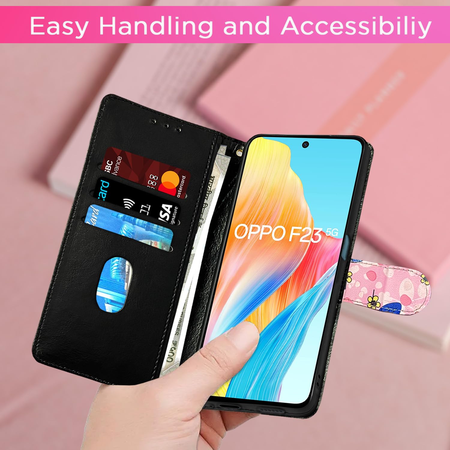 Oppo F23 5G flip cover in pink flower by Pikkme – photo 7