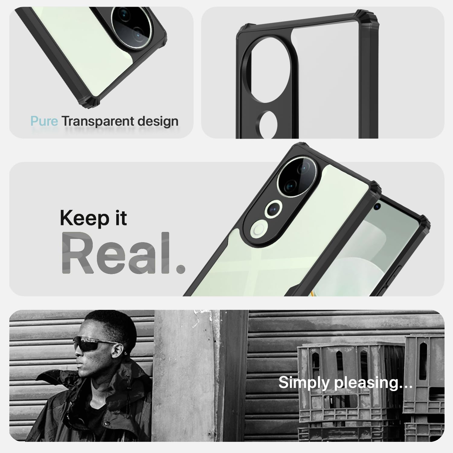 Black Clear mobile cover for Vivo V40/V40 Pro/T3 Ultra 5G – Pikkme – photo 4