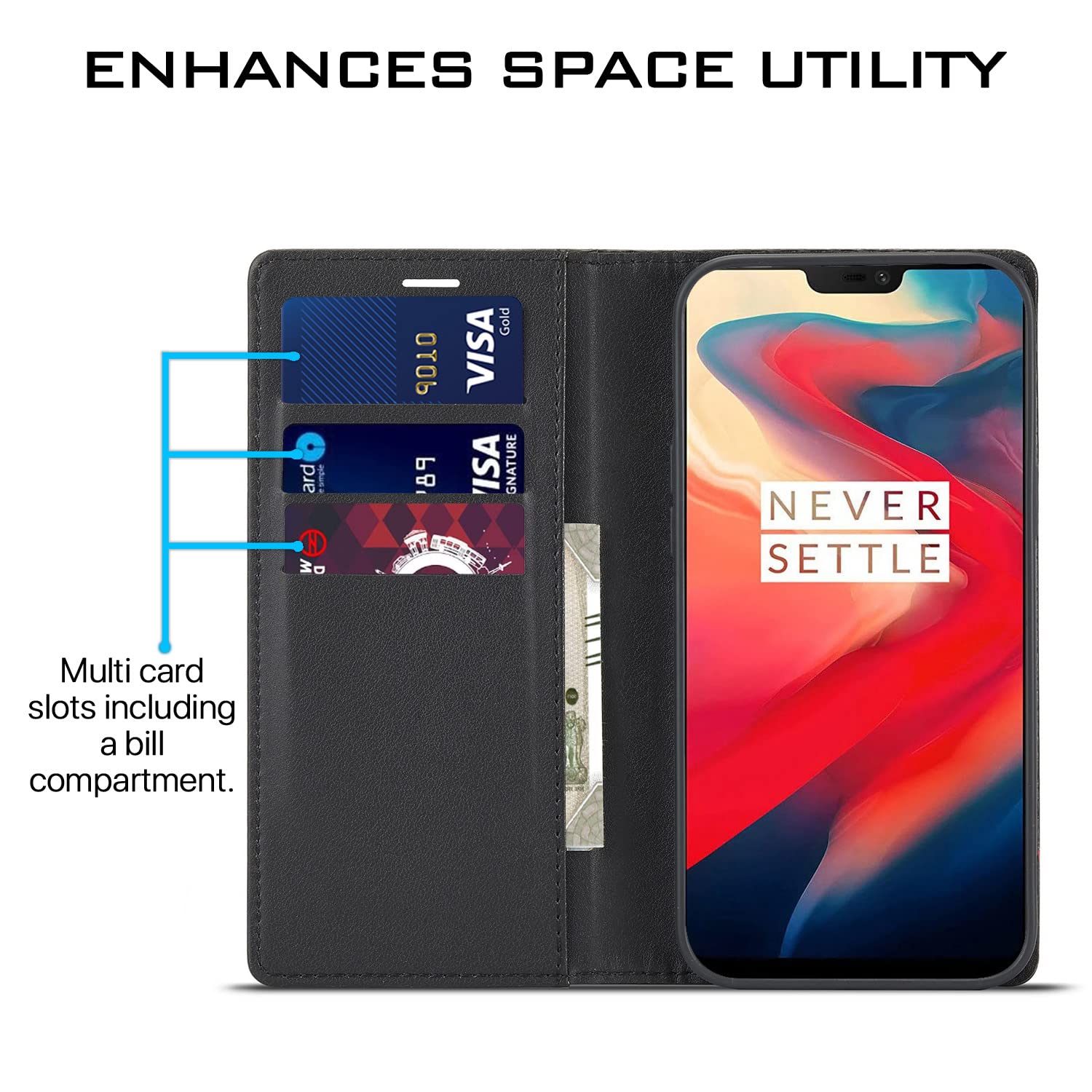 Pikkme black flip case for OnePlus 6 – photo 3