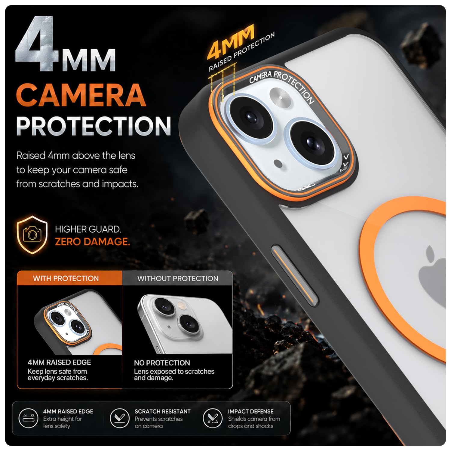 Black & orange mag-safe MagSafe mobile back cover for iPhone 15 – Pikkme – photo 4