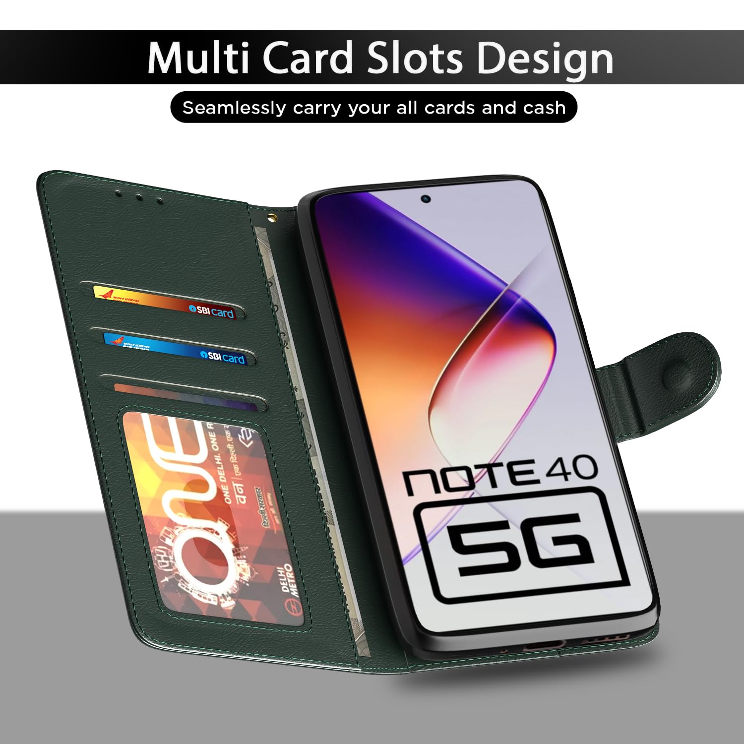Green Wallet wallet flip cover for Infinix Note 40 5G – Pikkme – photo 5