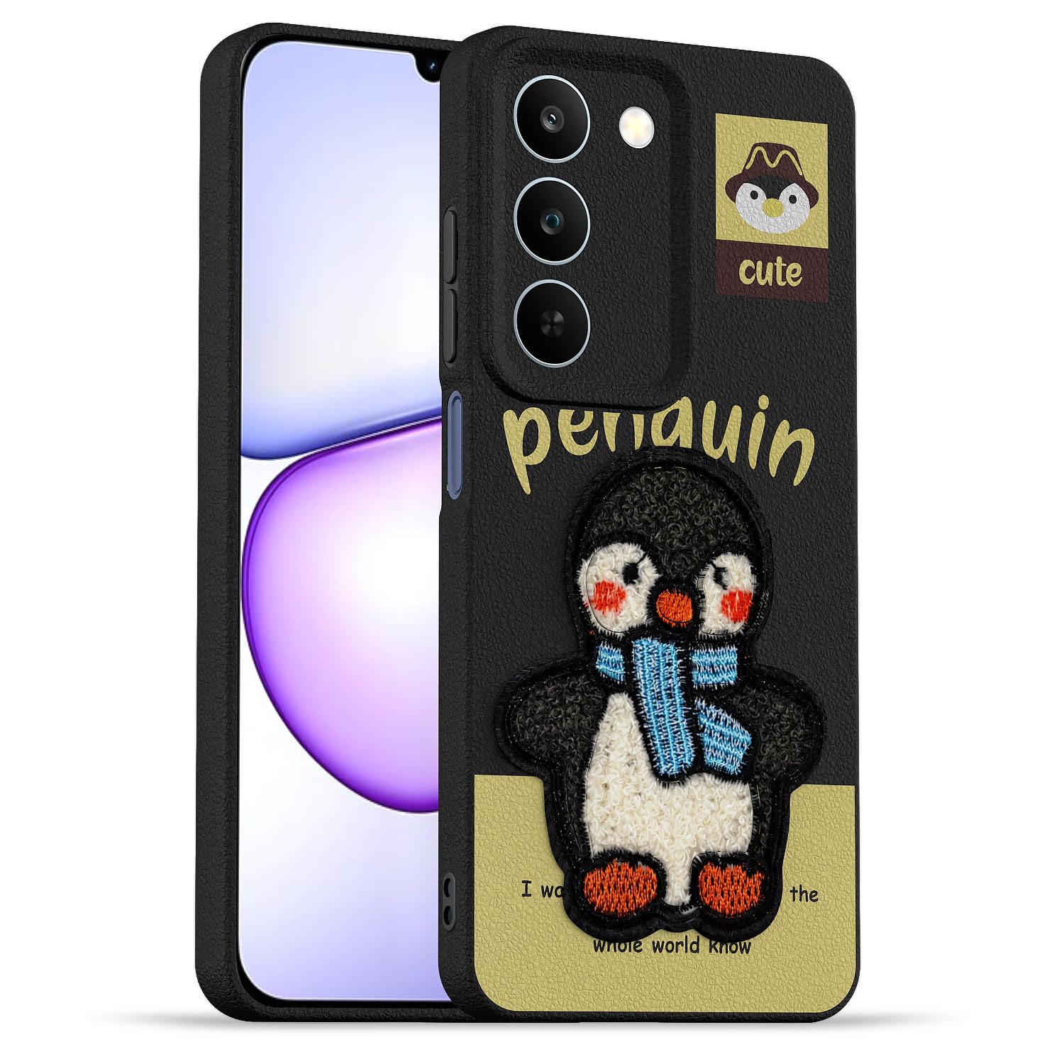 Realme P4 Lite/C83 5G Plush Patch back cover in black by Pikkme