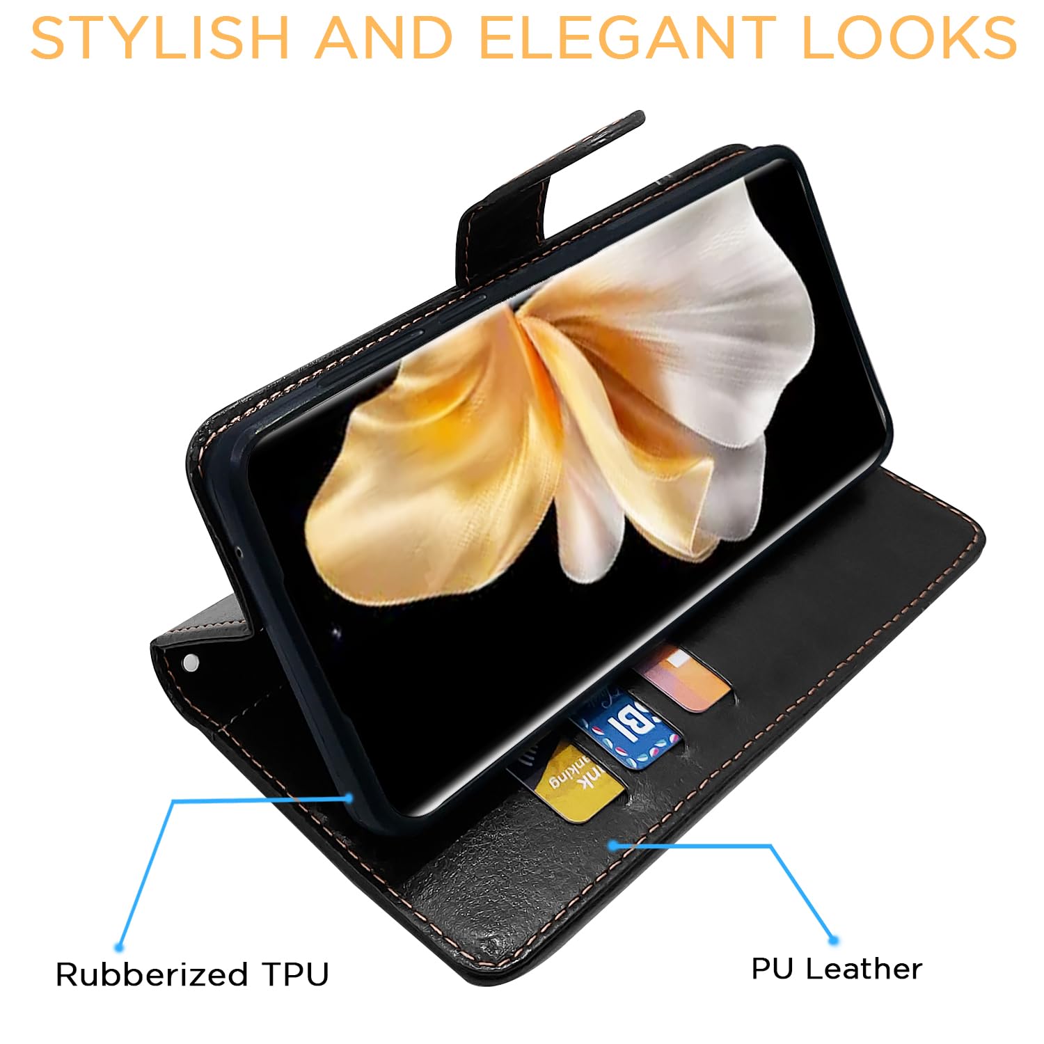 Pikkme black mobile flip cover for Vivo V30 Pro 5G – photo 5
