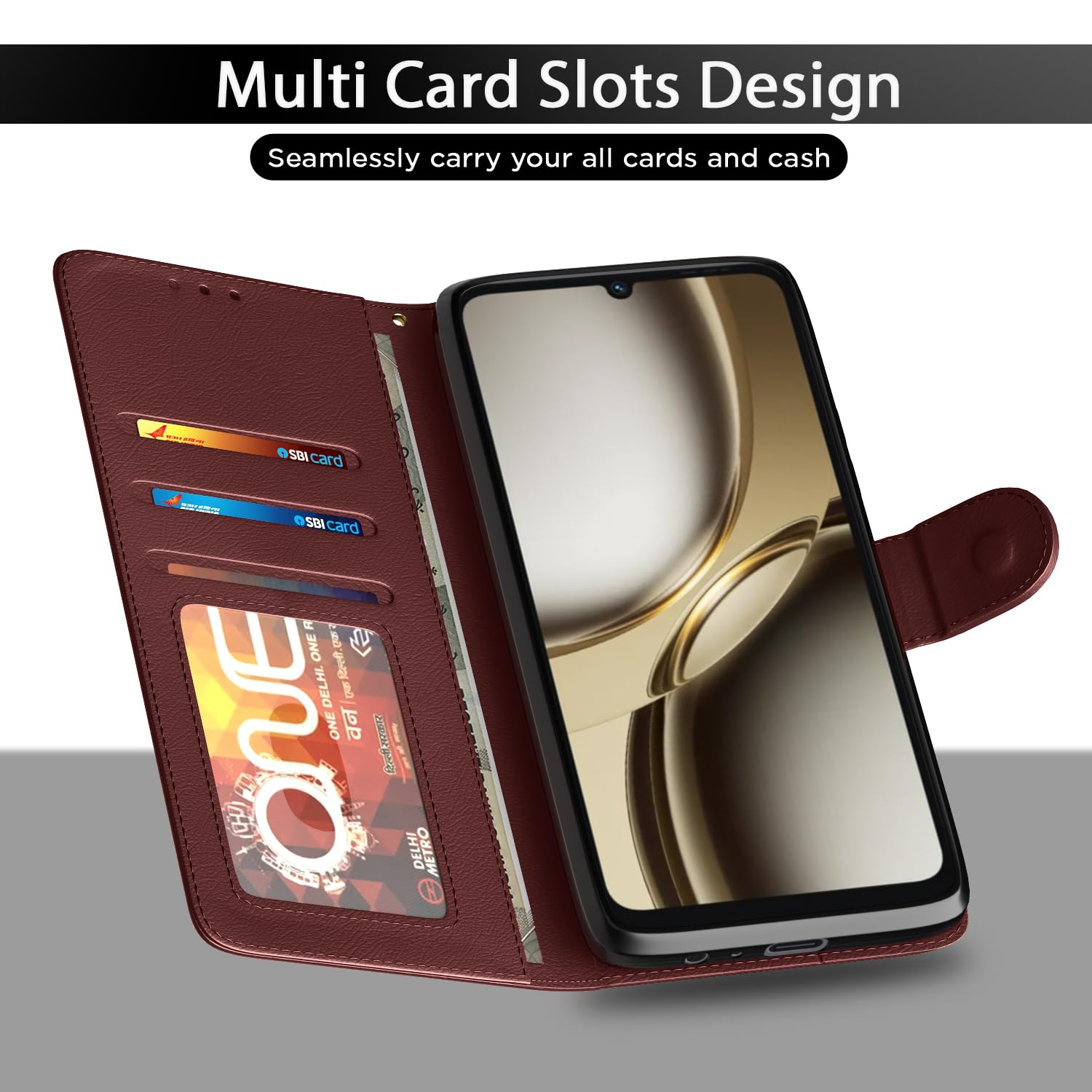 Pikkme brown Wallet flip case for Tecno Spark Go 3 – photo 5