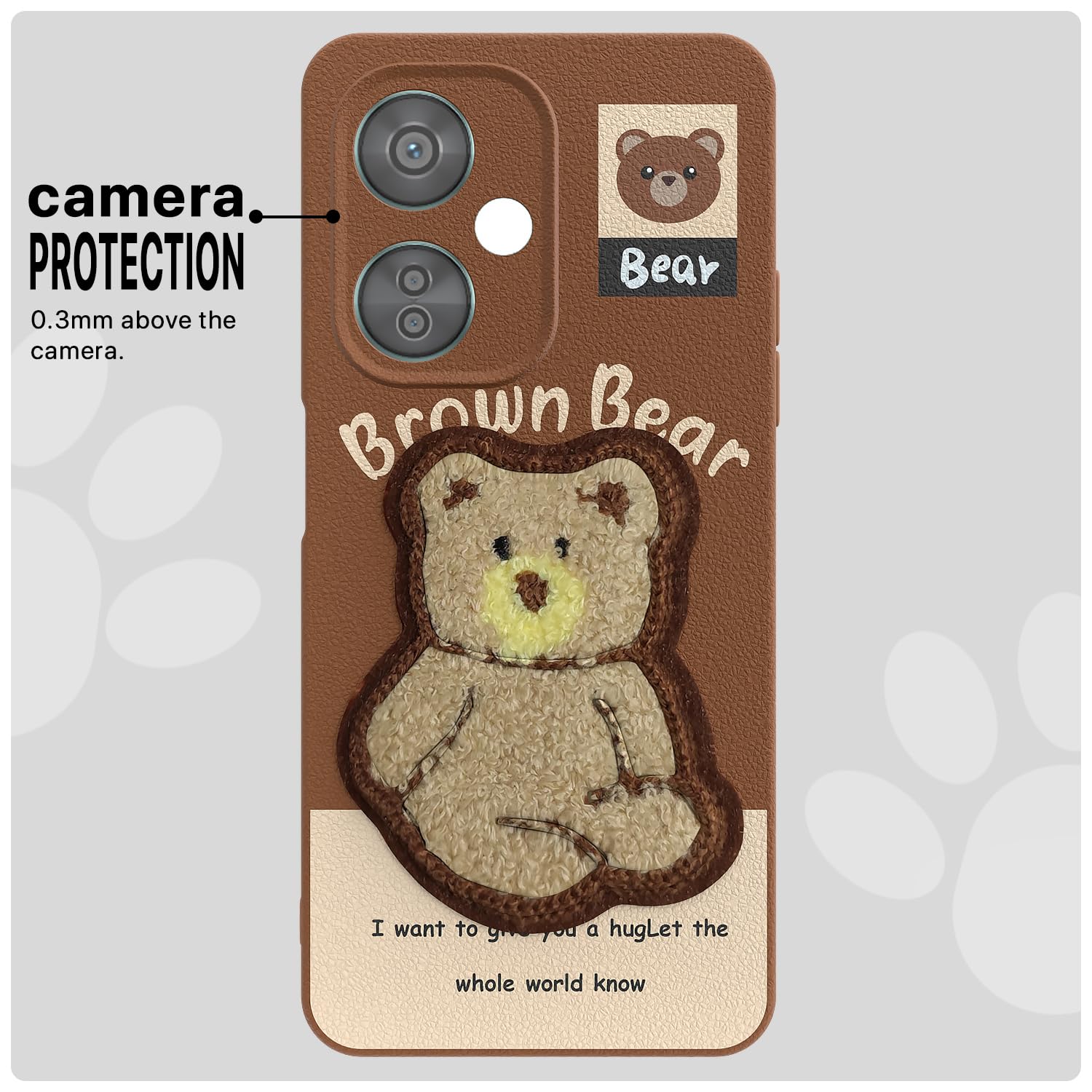 Pikkme brown Plush Patch mobile cover for OnePlus Nord CE 3 Lite 5G – photo 6