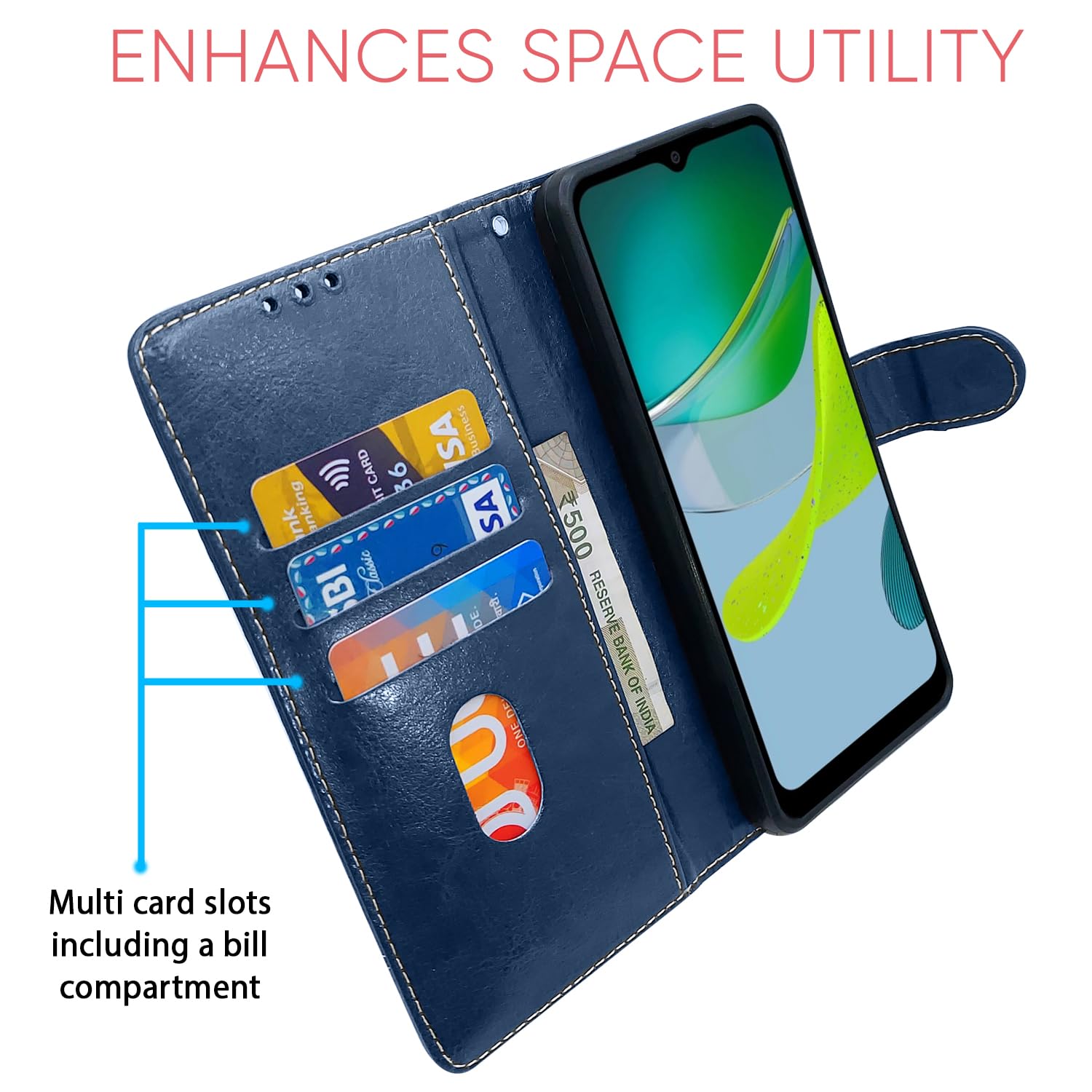 Pikkme Moto E13 Magnetic blue & brown flip case – photo 3