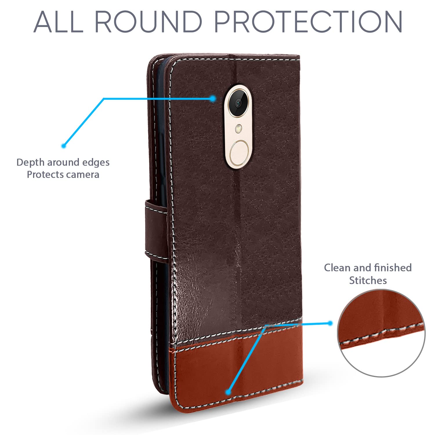 Redmi Note 5 Magnetic wallet flip cover in coffee & brown by Pikkme – photo 2