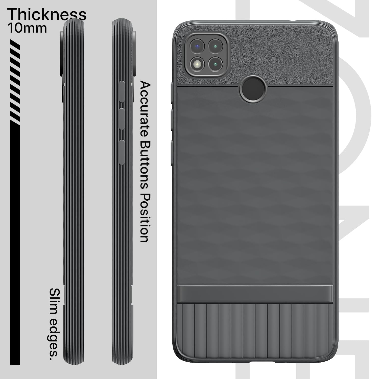 Pikkme Poco C31, Mi Redmi 10A / 10A Sport, Redmi 9 / Redmi 9 Activ / 9C Gencase Back Cover (Grey)