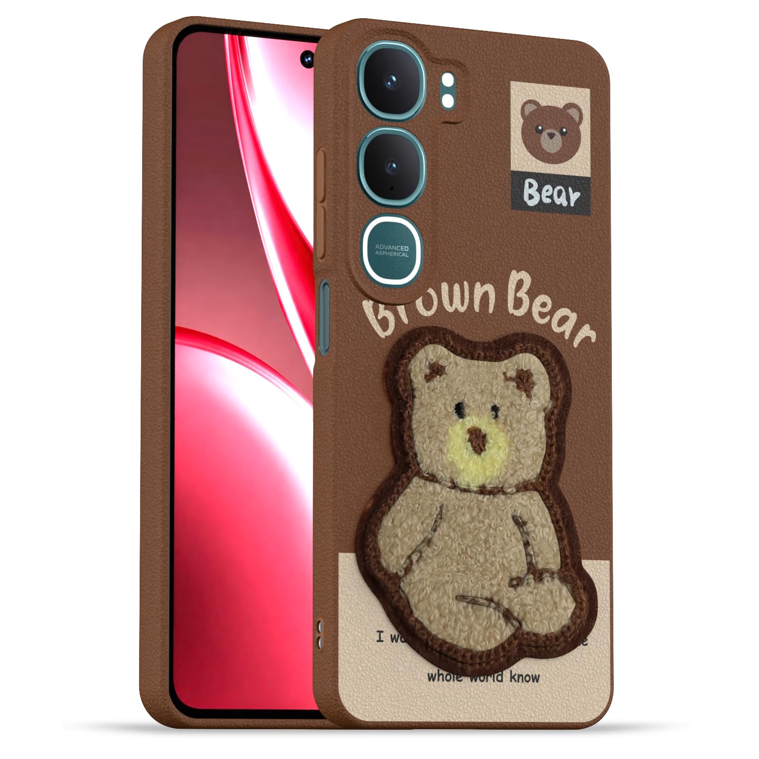 Brown Plush Patch phone cover for Vivo Y31 5G – Pikkme