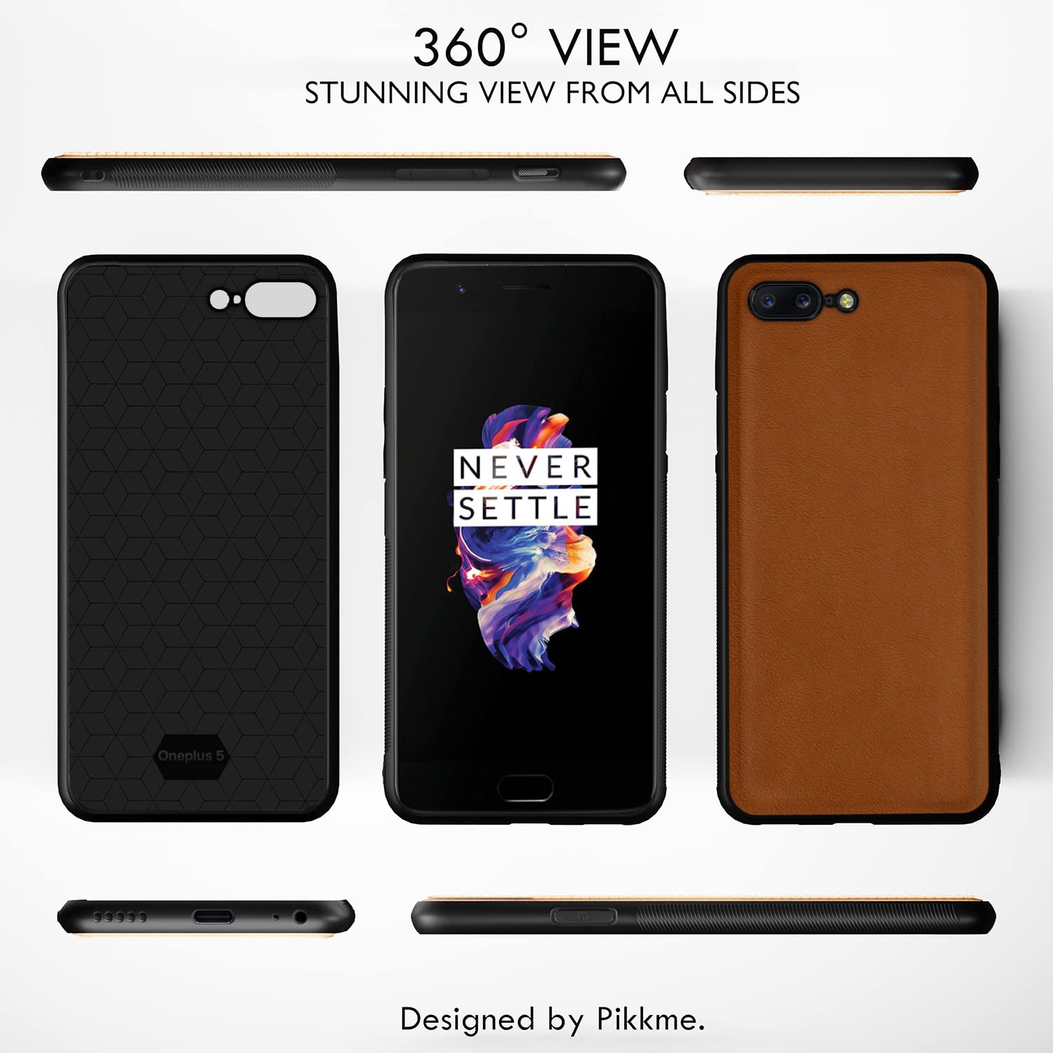 OnePlus 5 Leather mobile back cover in camel by Pikkme – photo 3