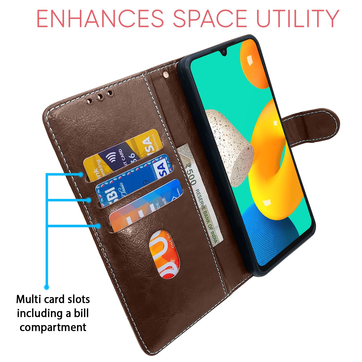 Pikkme Samsung M32 4G/M32 Prime/F22 4G brown & coffee flip case – photo 4