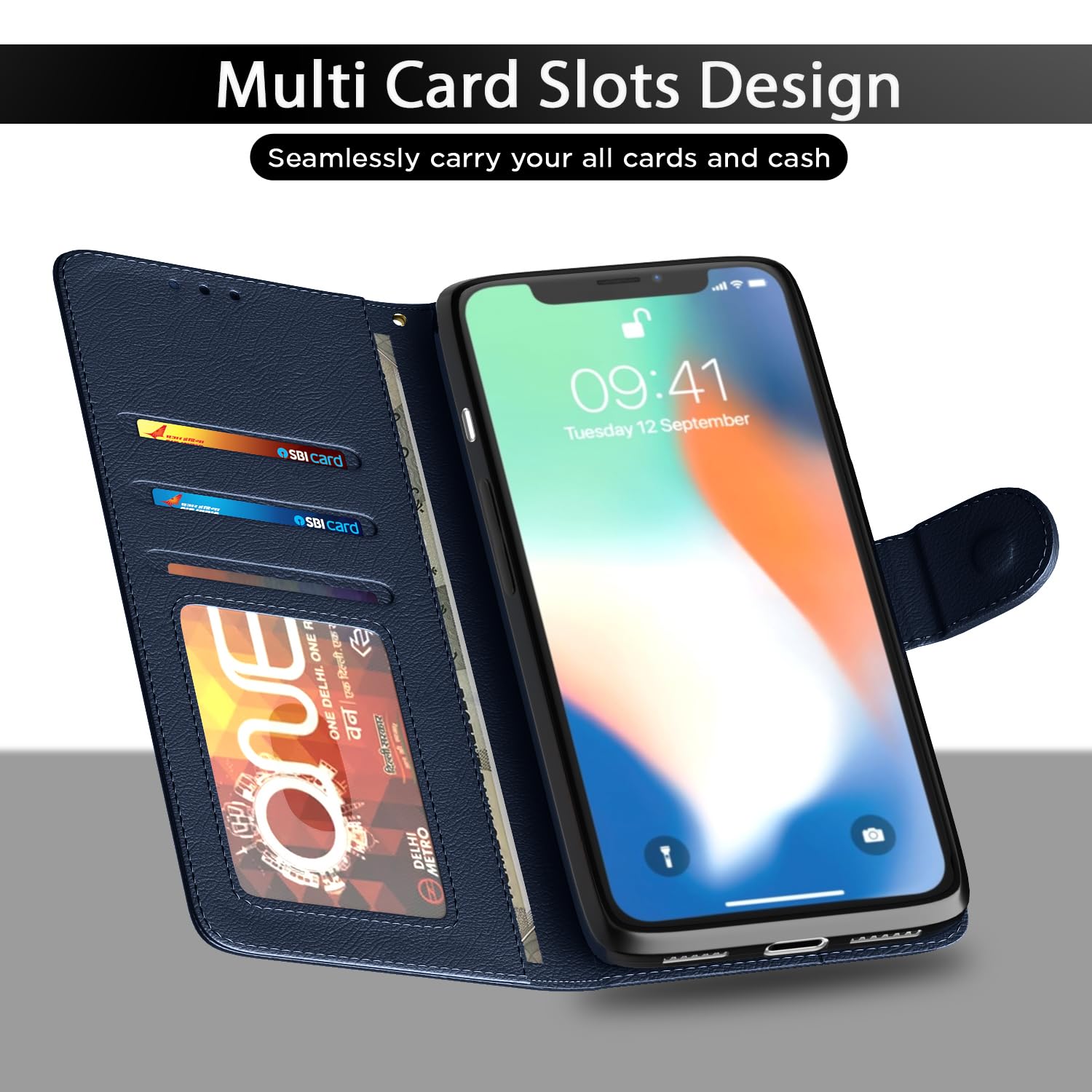 Pikkme blue Wallet flip cover for iPhone X/XS – photo 5