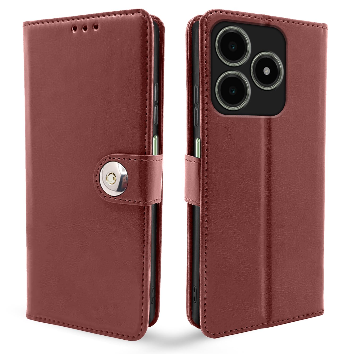 Pikkme brown flip cover for Realme C63 4G