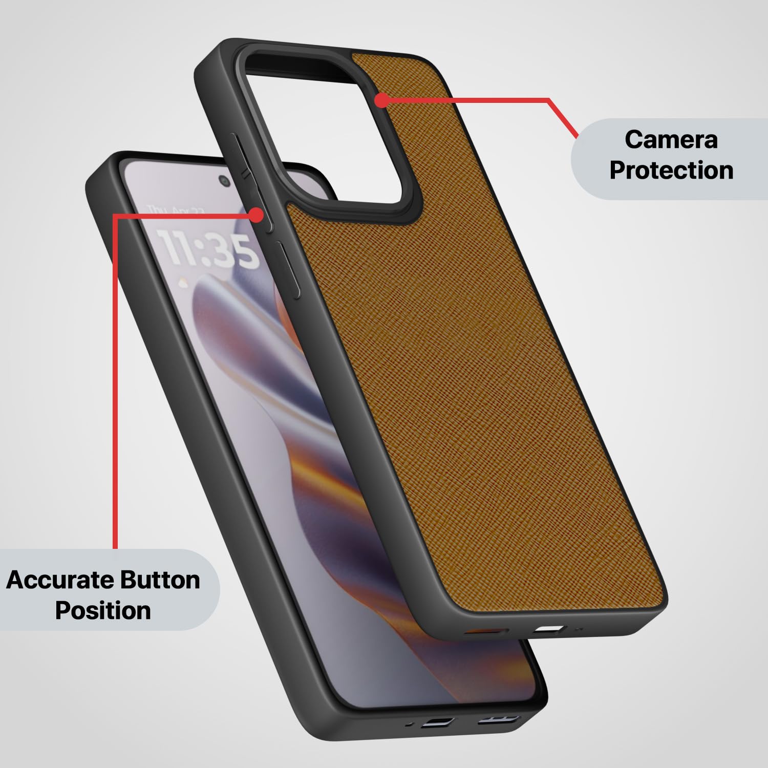 Pikkme tan Leatherback mobile cover for Moto Edge 50 Neo 5G – photo 3