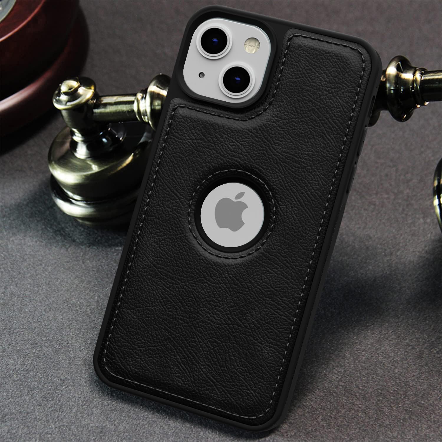 Black Leather mobile back cover for iPhone 14 Plus – Pikkme – photo 7