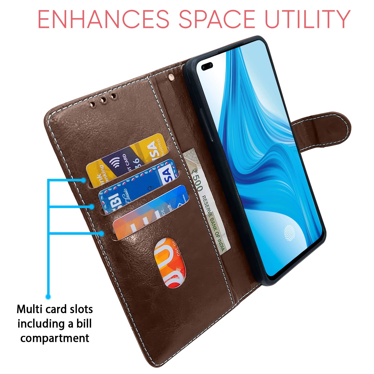 Pikkme brown & coffee flip case for Oppo F17 Pro – photo 3