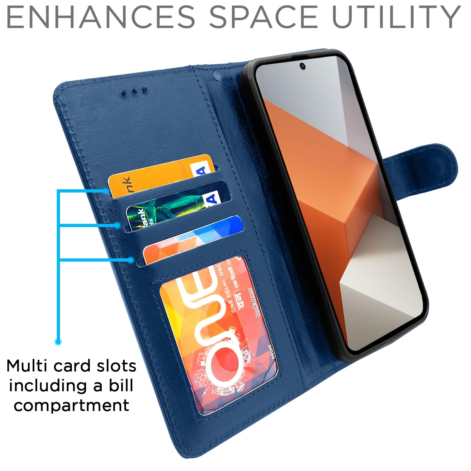 Pikkme Redmi Note 13 Pro Plus 5G Vintage Flip Cover (Blue)