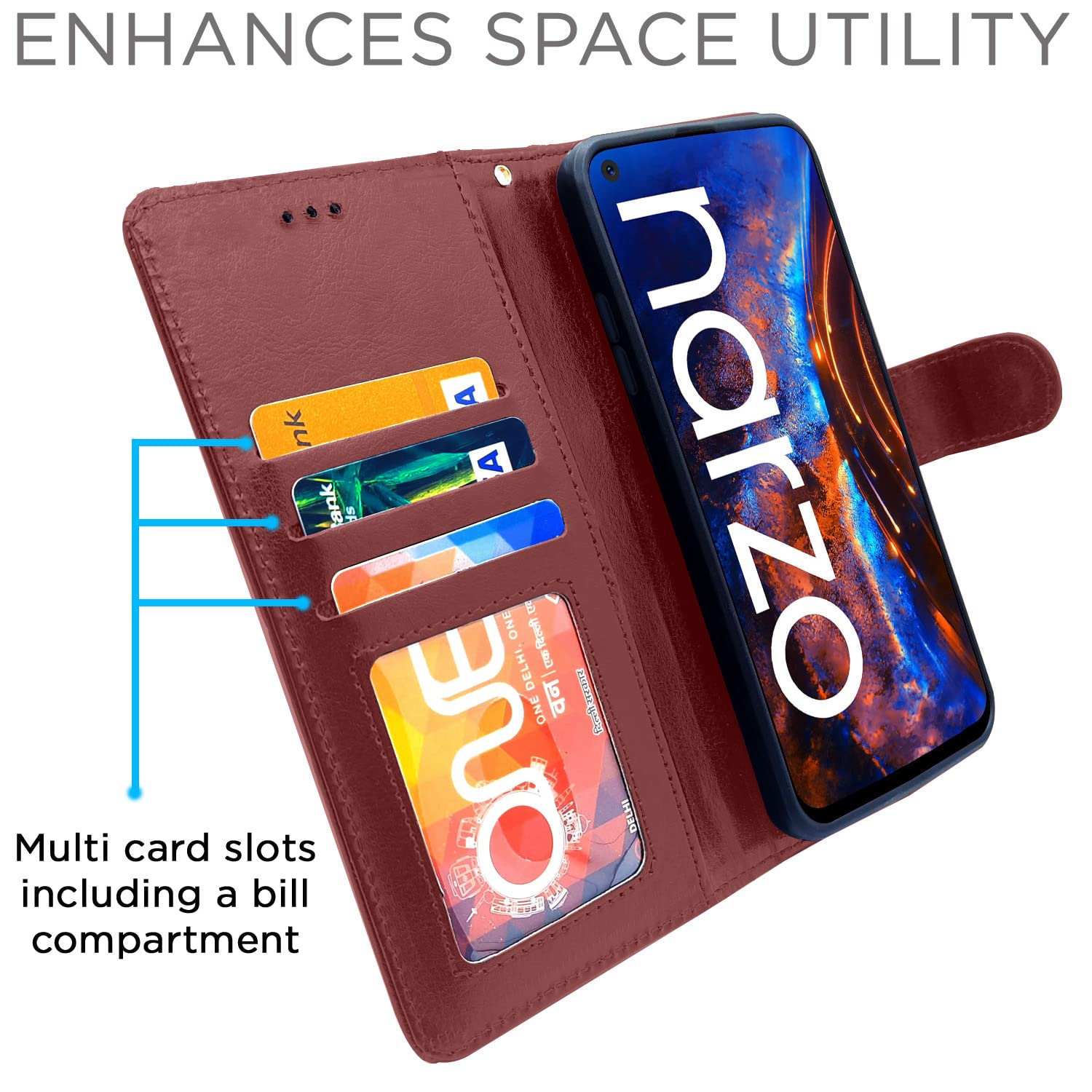 Realme Narzo 30 Pro flip cover in brown by Pikkme – photo 3