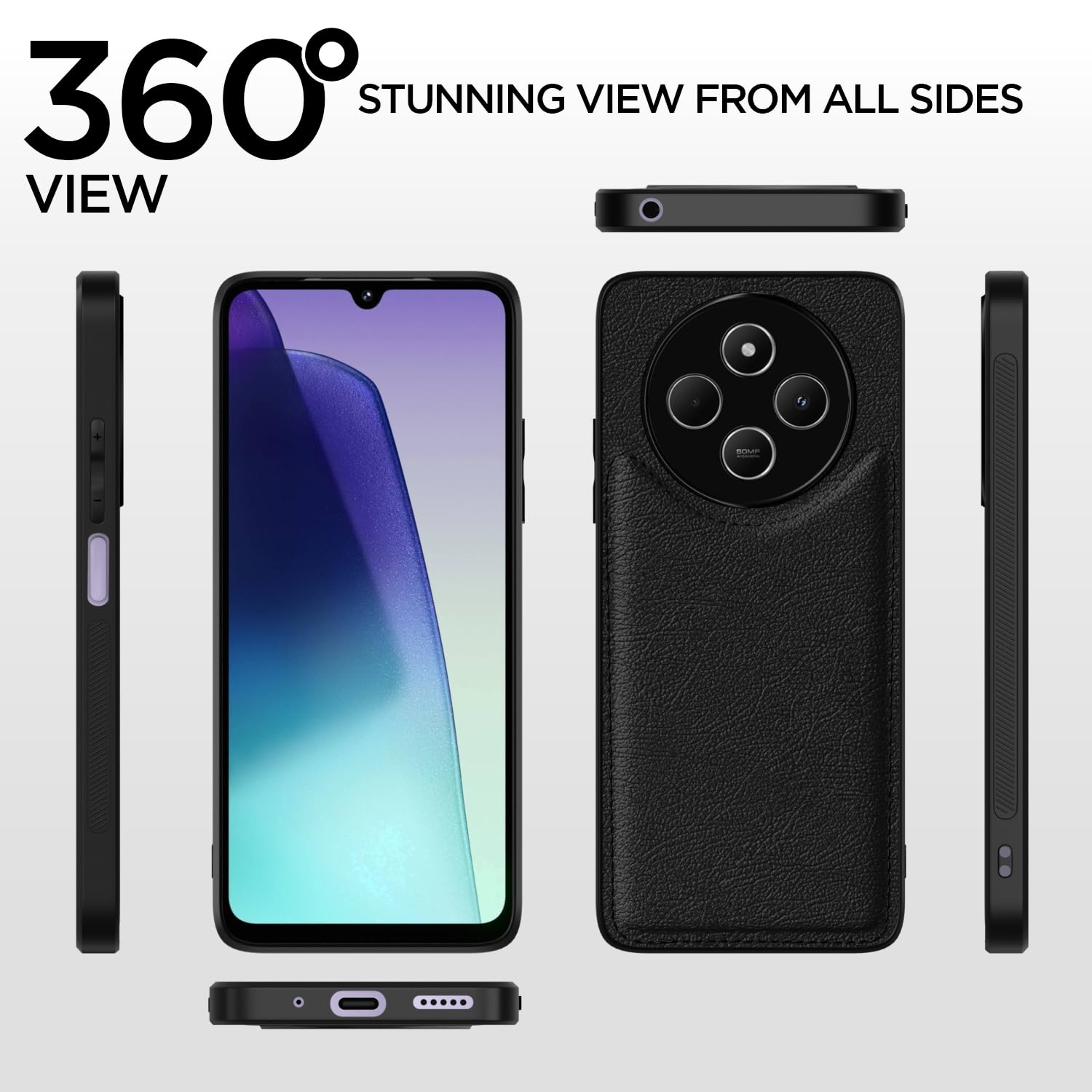 Pikkme Redmi A4 5G / Redmi 14C 5G / Poco C75 5G Leatherback Back Case | Black