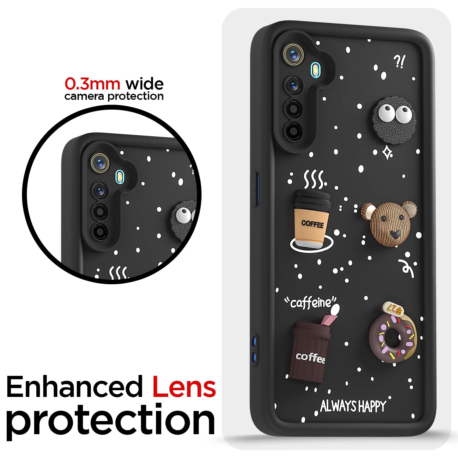 Realme 5/5s/5i/3D Silicone mobile cover in black by Pikkme – photo 5