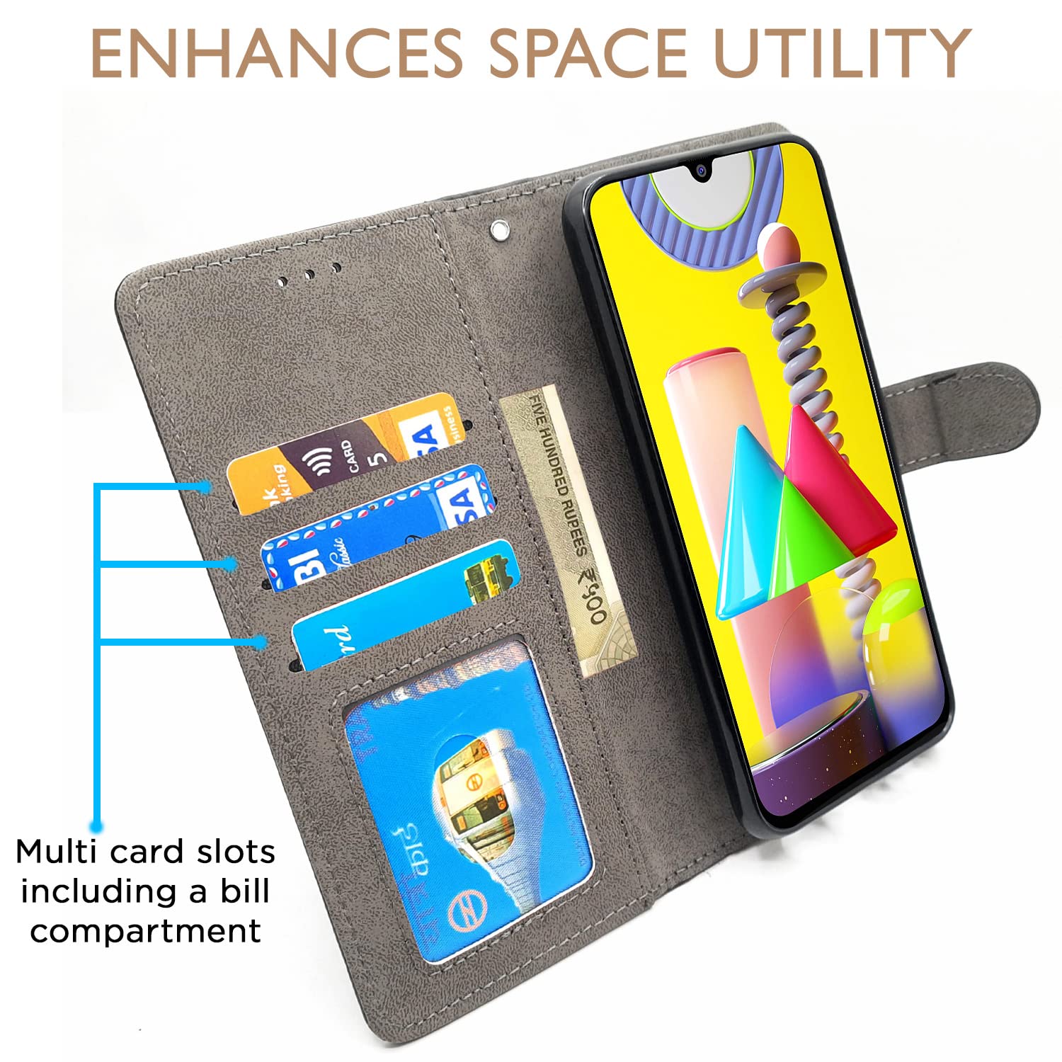 Samsung M30s/M21/M21 (2021) mobile flip cover in black by Pikkme – photo 2