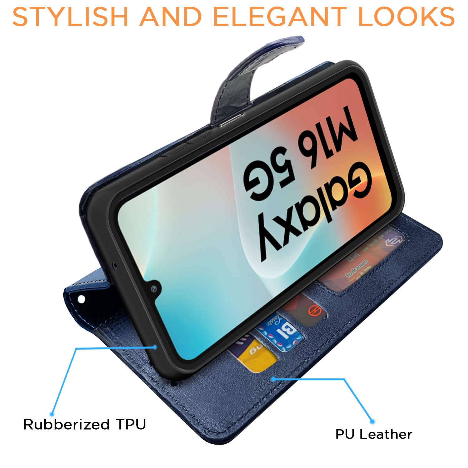 Pikkme navy & light blue Magnetic flip cover for Samsung M16 5G – photo 3
