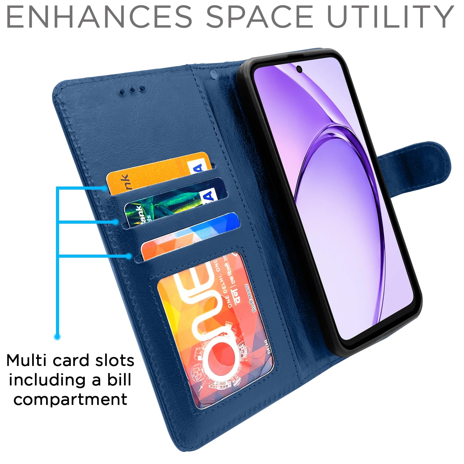Pikkme Oppo A3X 5G Vintage Flip Cover (Blue)