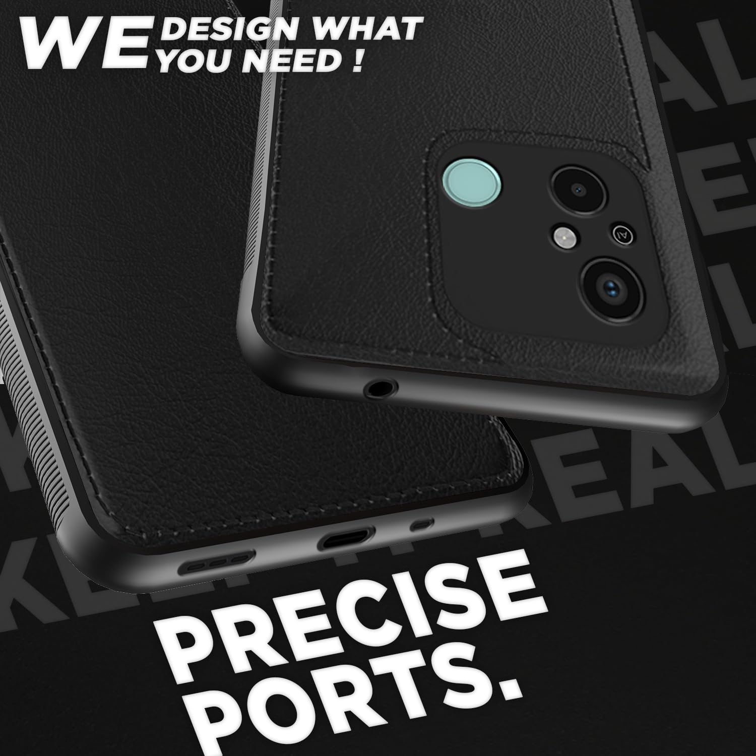 Black Leather mobile cover for Redmi 12C/Poco C55 – Pikkme – photo 4
