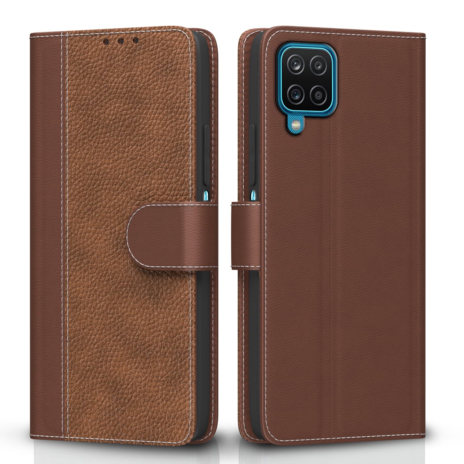Pikkme tan Wallet wallet flip cover for Samsung M12/F12/A12