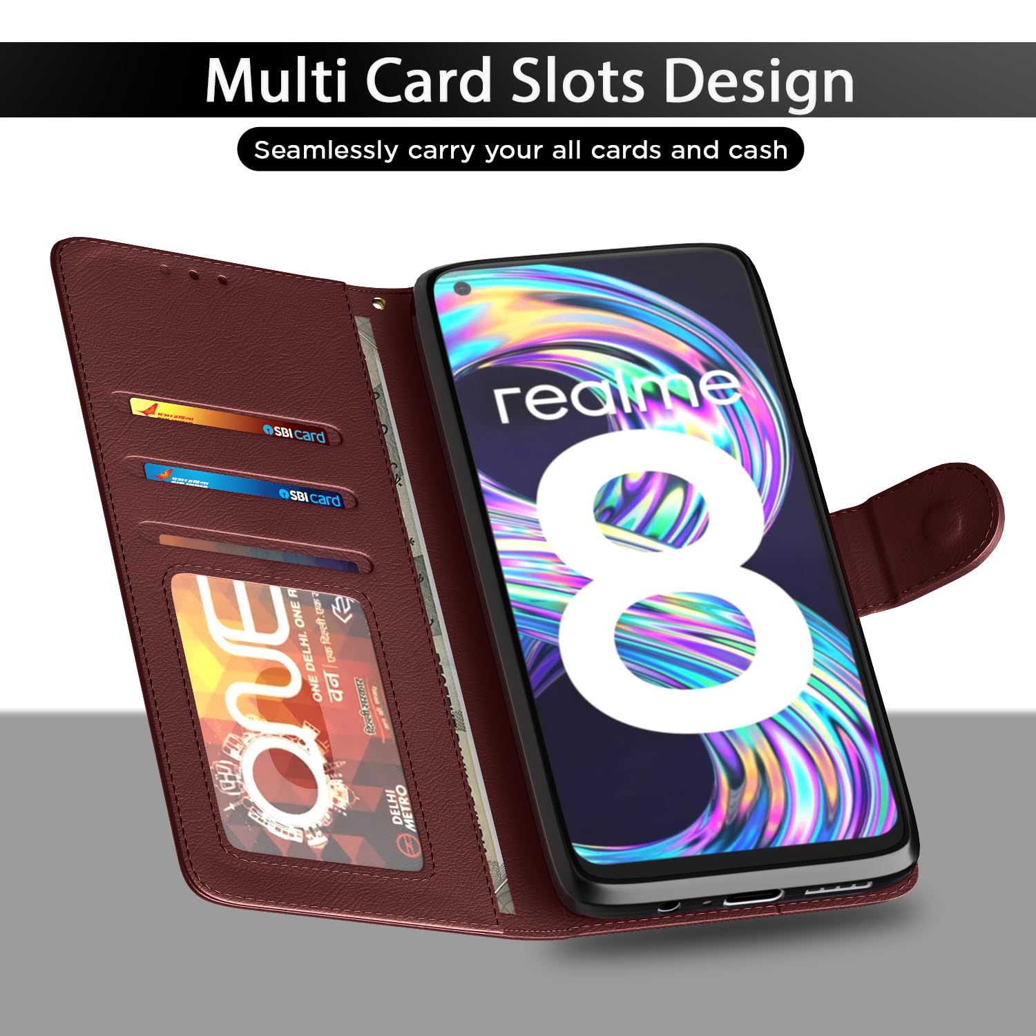 Pikkme brown mobile flip cover for Realme 8 4G/8 Pro – photo 5