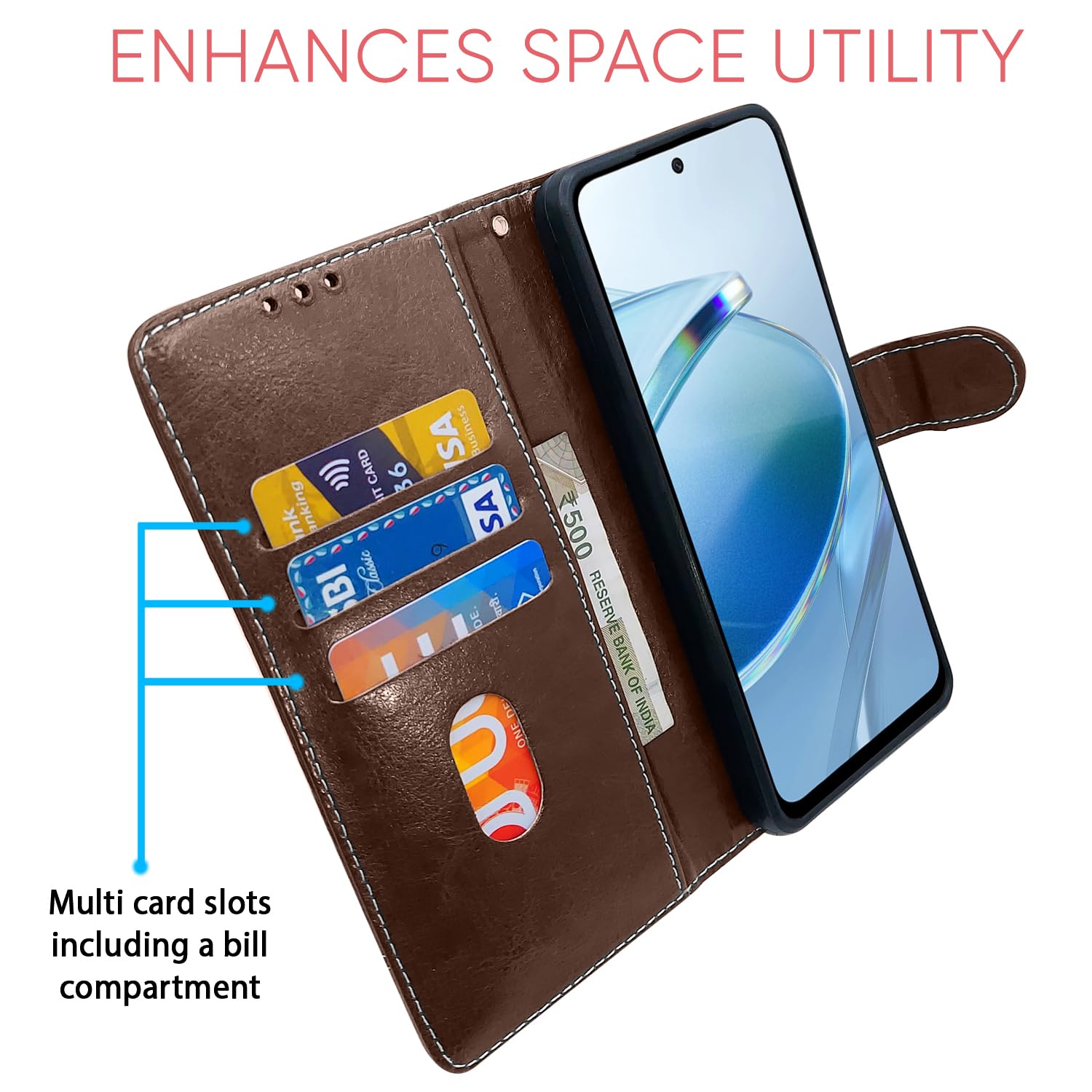 Pikkme Redmi 12 4G brown & coffee flip case – photo 4
