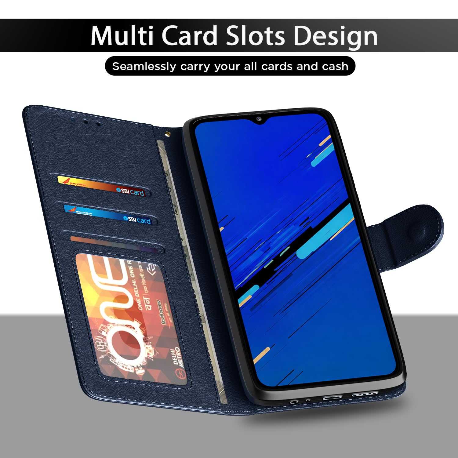 Redmi 15A 5G Wallet mobile flip cover in blue by Pikkme – photo 5