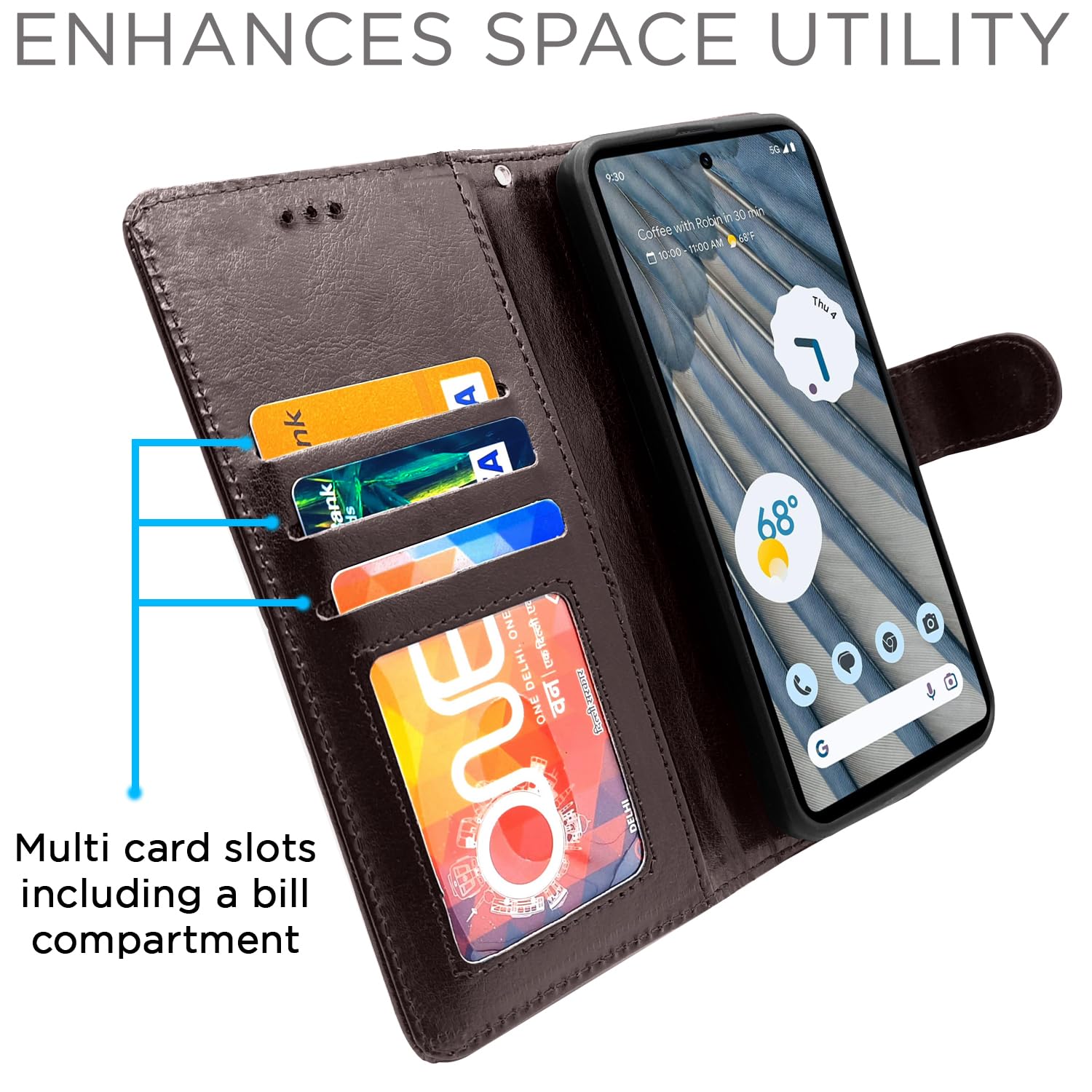 Pikkme Google Pixel 7A Vintage Flip Cover (Coffee)
