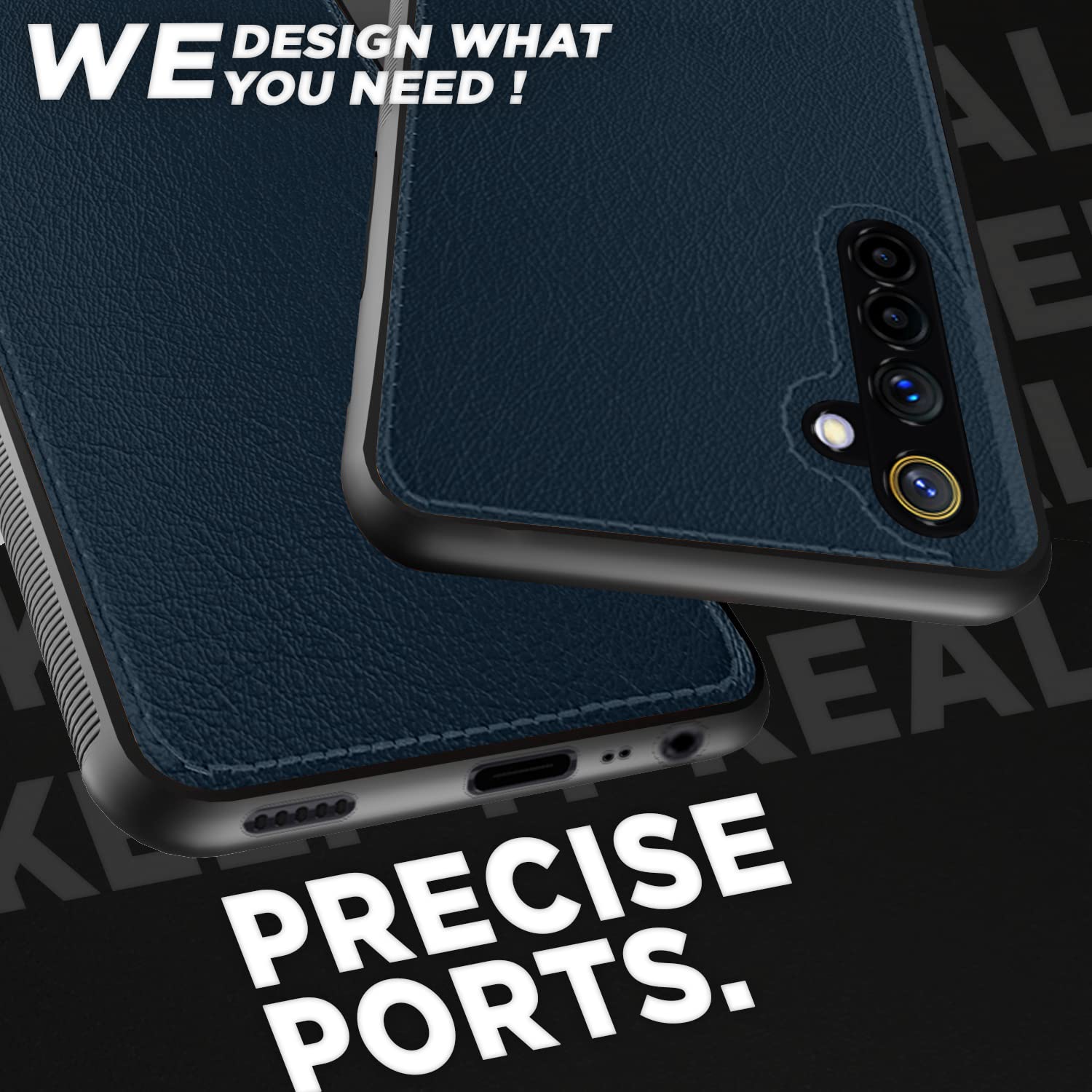 Pikkme Realme 6 Leatherback Back Case | Blue