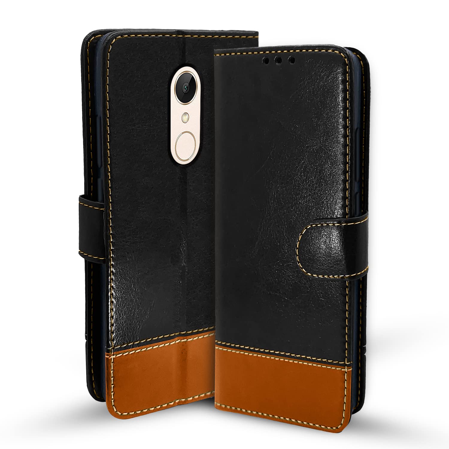 Pikkme Redmi Note 5 Magnetic black & brown flip case