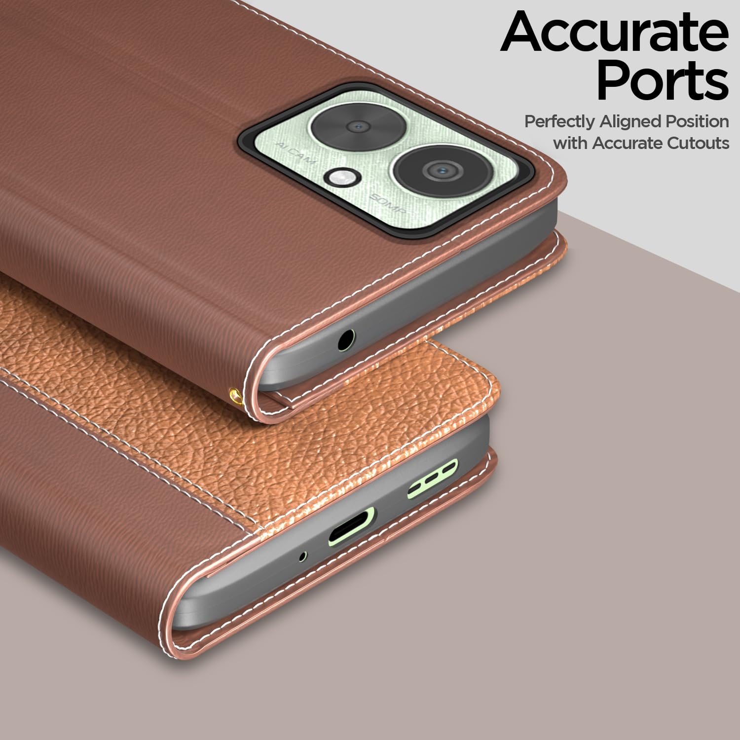 Pikkme Redmi 13C 5G tan flip cover – photo 2