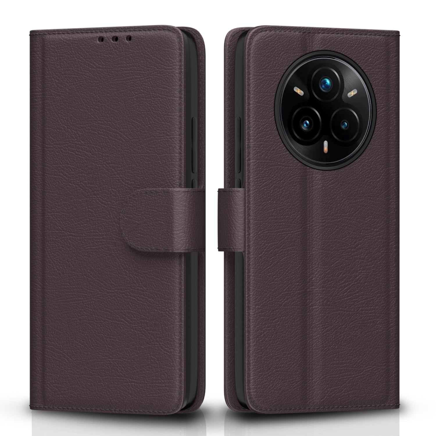 Realme 14 Pro Plus 5G Wallet flip case in coffee by Pikkme