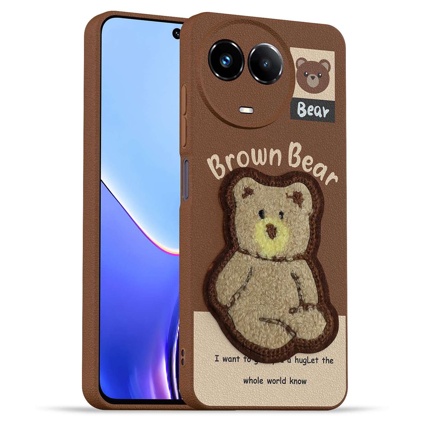 Brown Plush Patch phone cover for Realme 11/11X 5G/Narzo 60X 5G – Pikkme