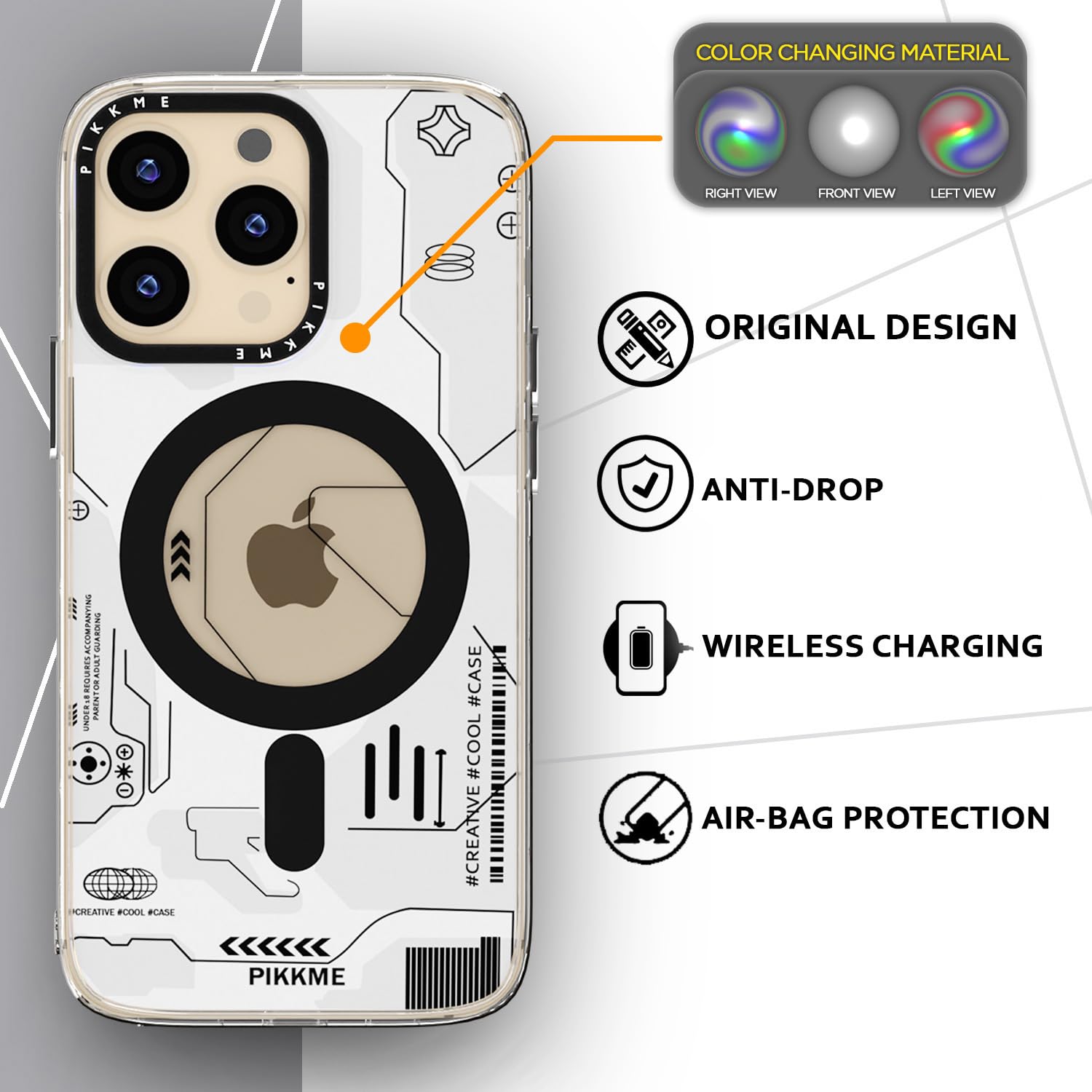 Pikkme iPhone 13 Pro Printmagsafe Back Cover (White)