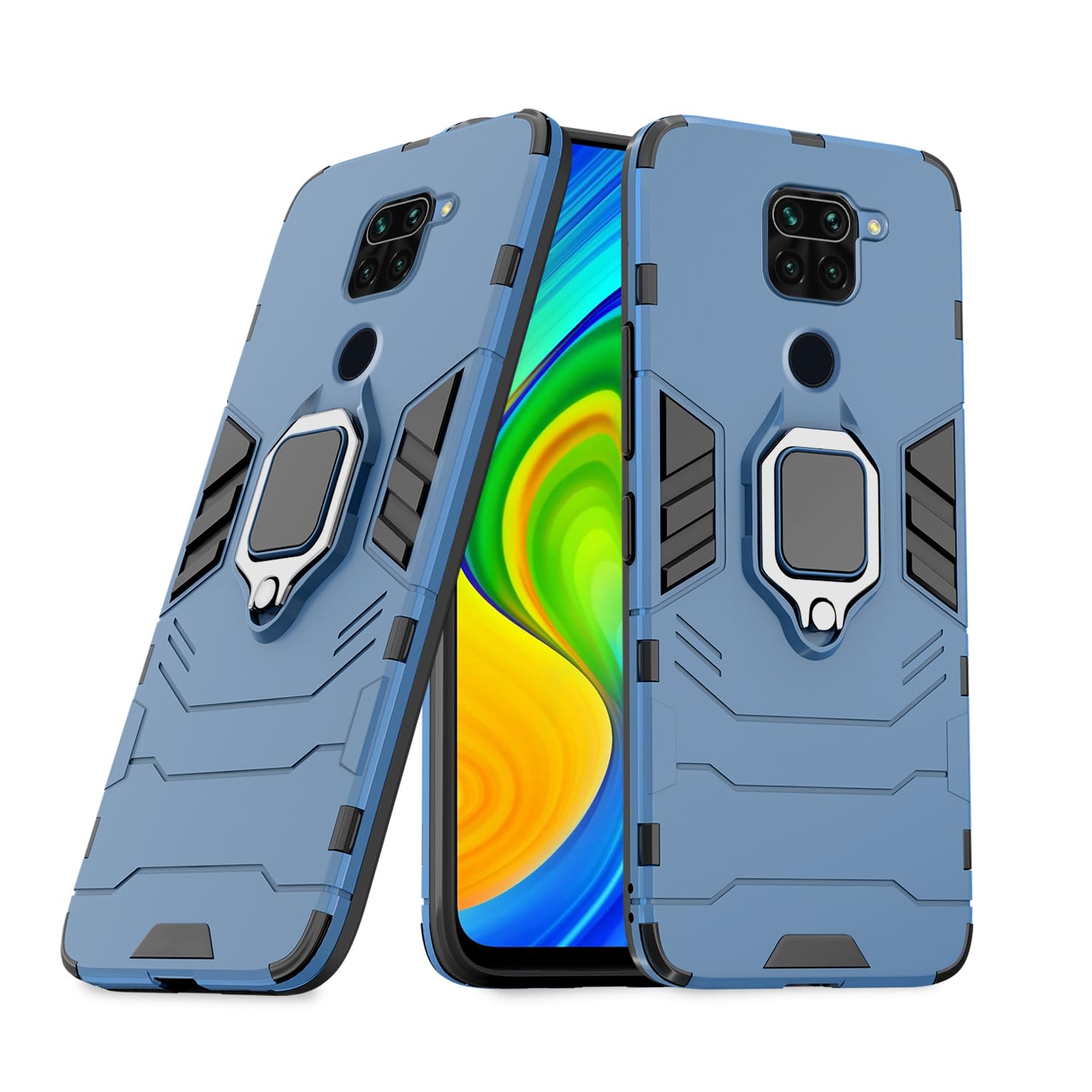 Redmi Note 9 D5 Tough Armor Back Cover - Blue