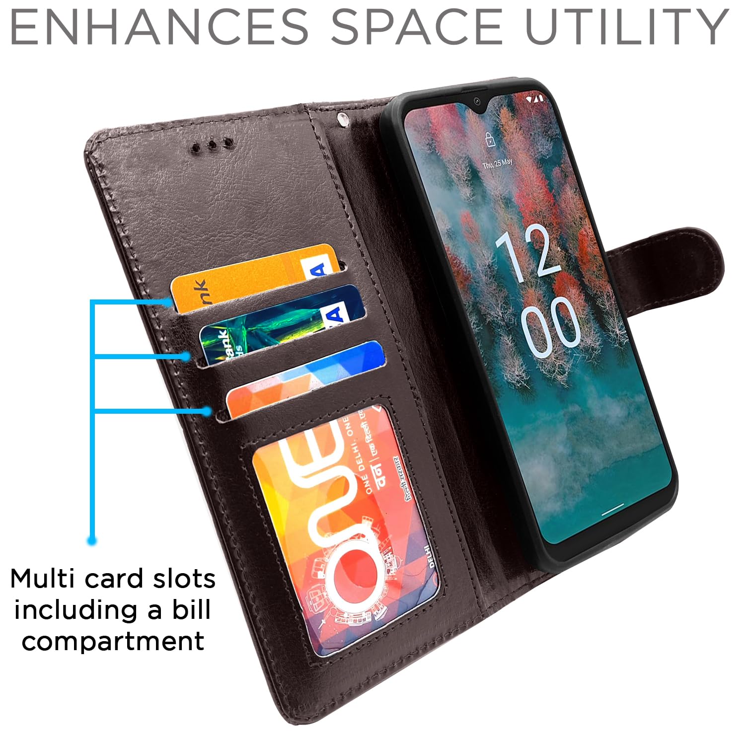 Nokia C12/C12 Pro flip cover in coffee by Pikkme – photo 3