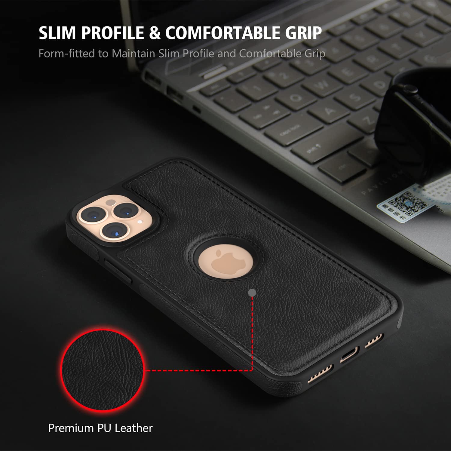 Pikkme iPhone 11 Pro Max Flexible Pu Leather Back Cover | Black