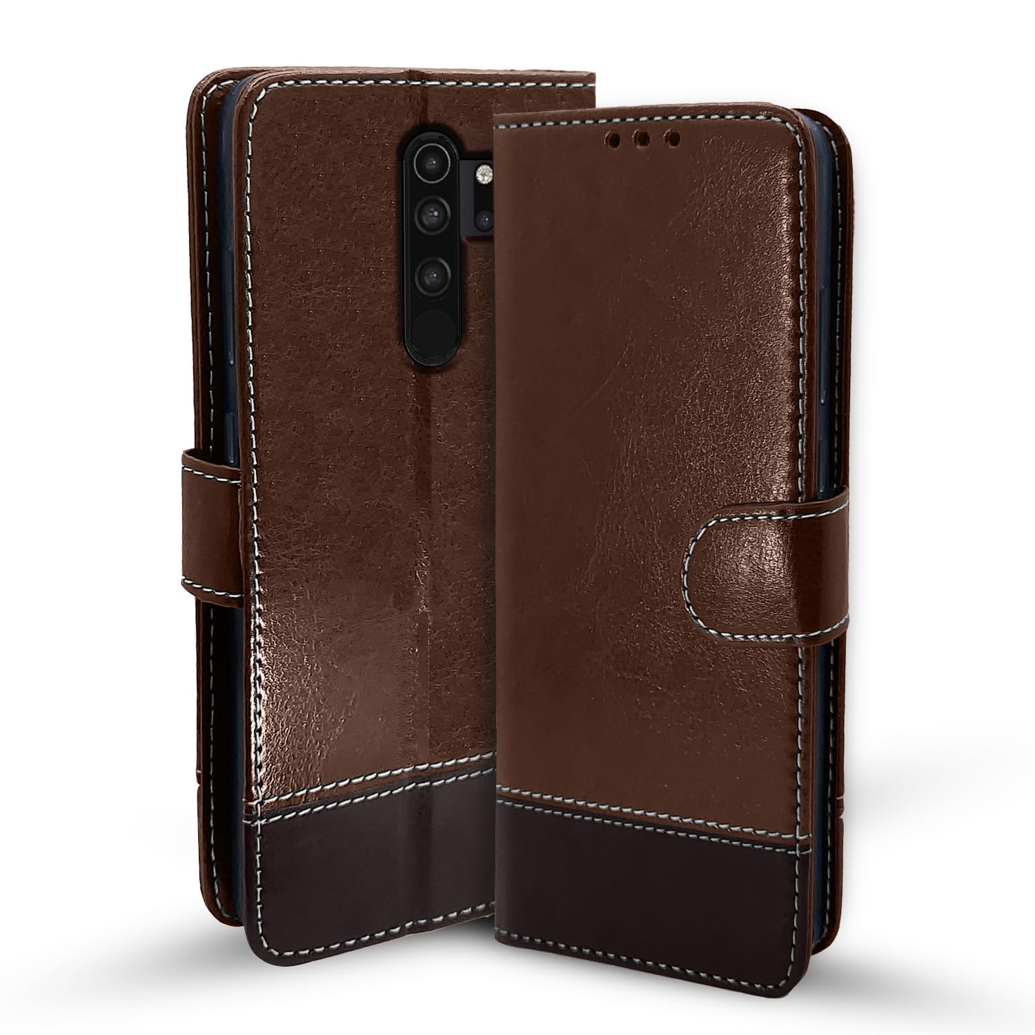 Redmi Note 8 Pro flip case in brown & coffee by Pikkme