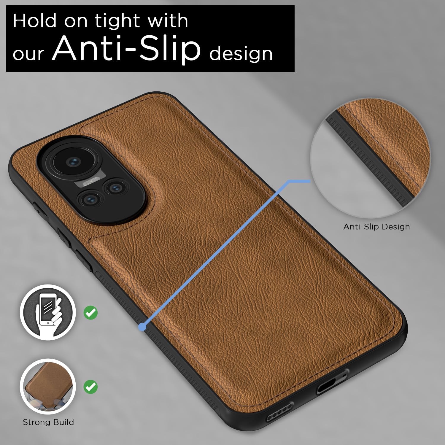Pikkme Oppo Reno 10 5G Leatherback  Back Case | Brown