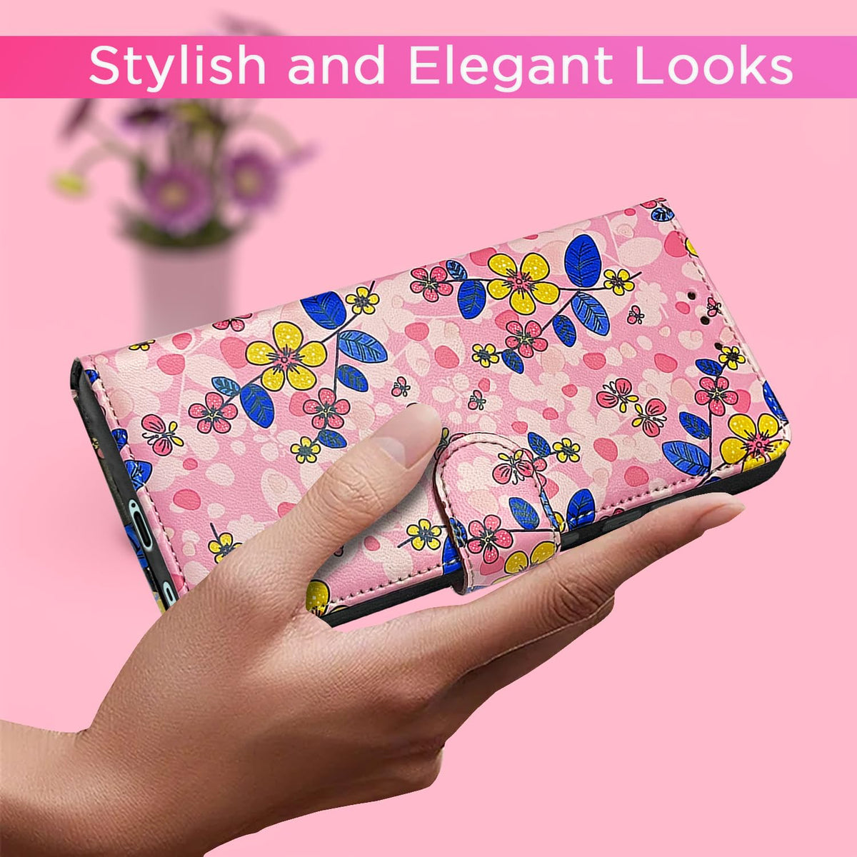 Pikkme pink flower Wallet wallet flip cover for Vivo V29/V29 Pro 5G – photo 3