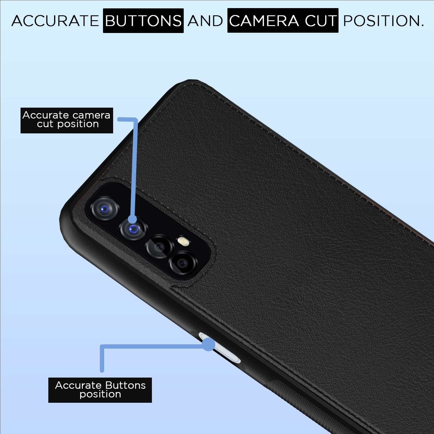 Pikkme Realme 7 Leather Back Case | Black