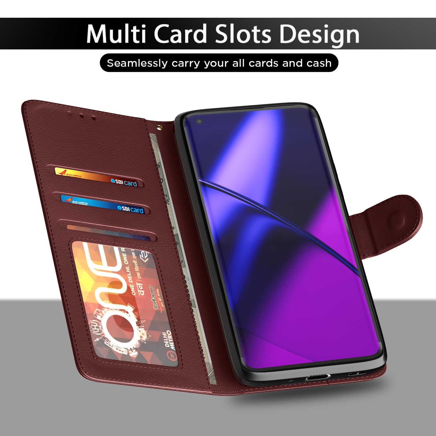 Brown Wallet mobile flip cover for OnePlus 11 5G – Pikkme – photo 5