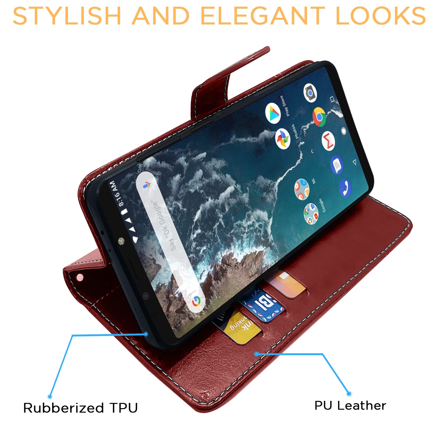 Pikkme Mi A2 Magnetic brown & coffee flip cover – photo 5