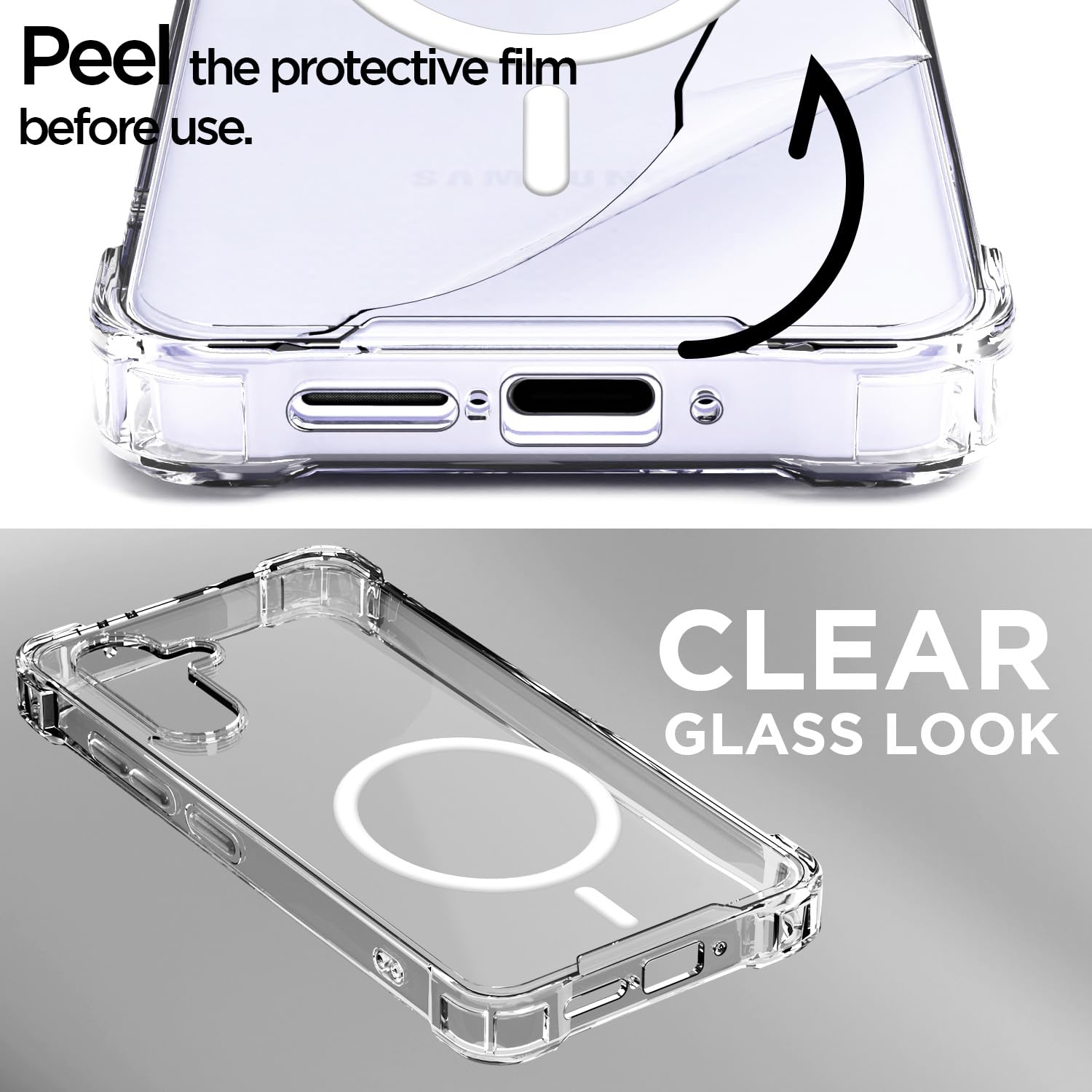 Pikkme Samsung Galaxy A36 5G Mag-Safe Shockproof PC + TPU Back Cover (Transparent)