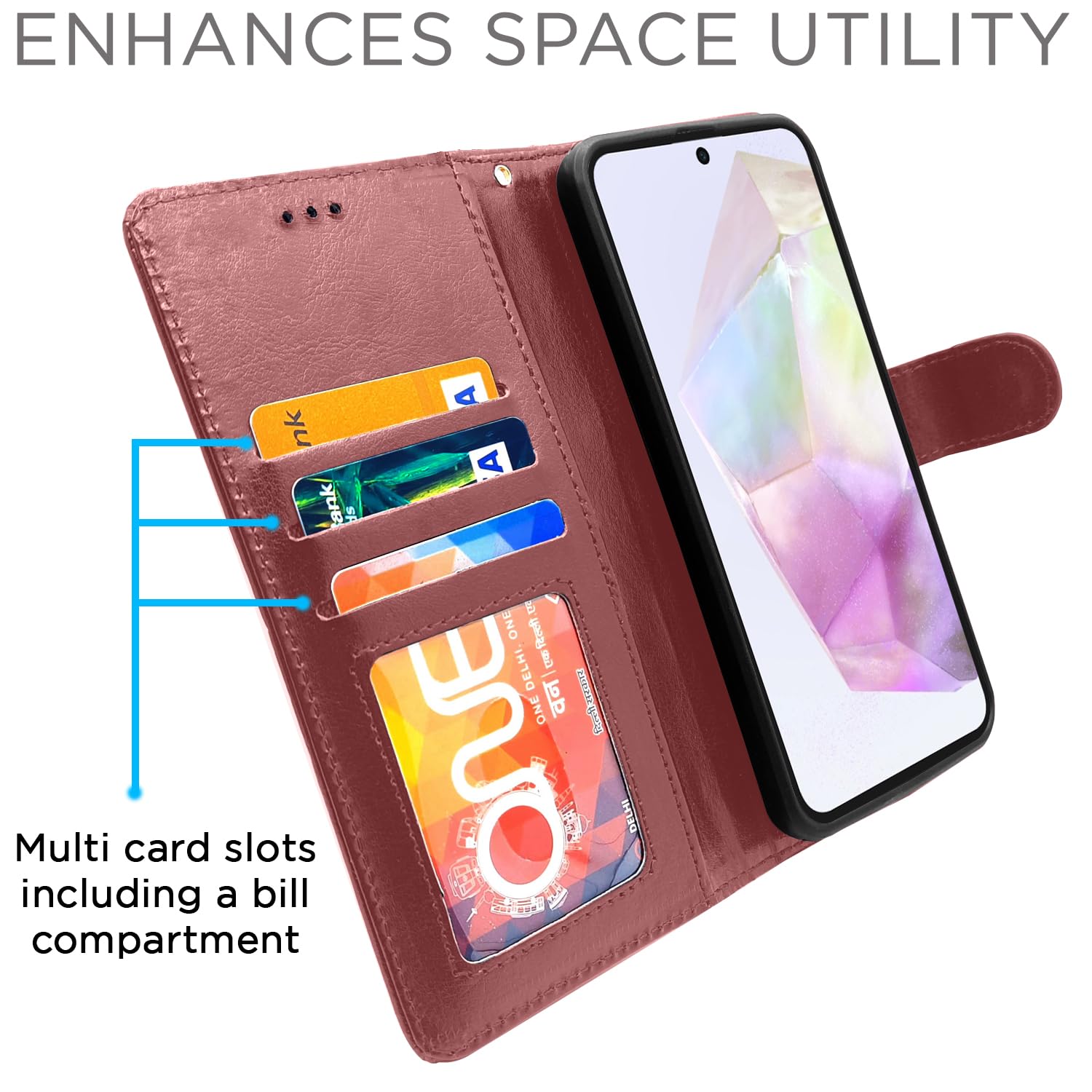 Brown wallet flip cover for Samsung A35 5G – Pikkme – photo 2